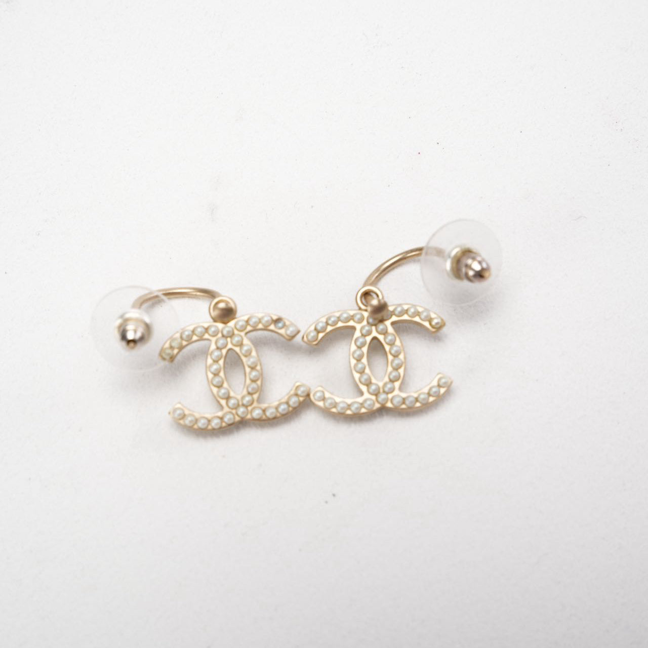 Chanel Pearl CC Drop Earrings