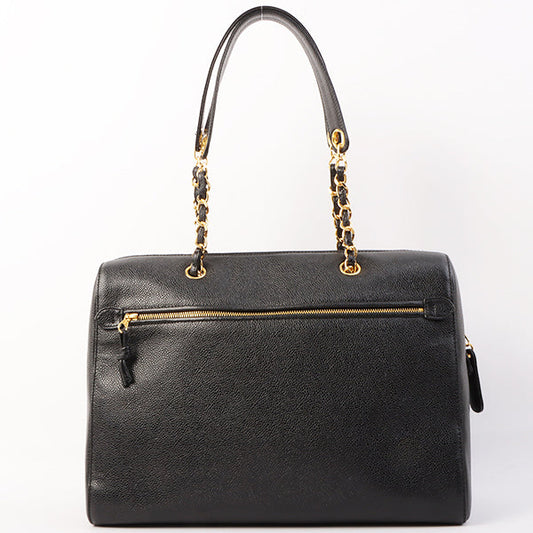 Chanel Around 1998 Made Caviar Skin Cc Mark Stitch Chain Tote Bag Black