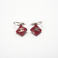 Chanel CC Burgundy Red Enamel Silver Tone Earrings