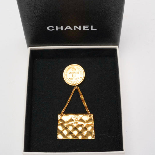Chanel   Gold Plated Coin Handbag Brooch