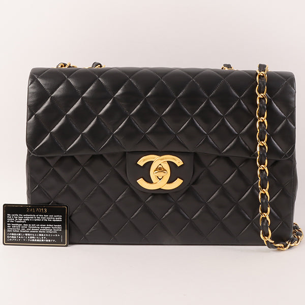 CHANEL Around 1992 Made Classic Flap Chain Bag Maxi Black