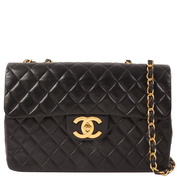 CHANEL Around 1992 Made Classic Flap Chain Bag Maxi Black