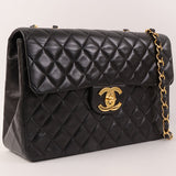 CHANEL Around 1992 Made Classic Flap Chain Bag Maxi Black