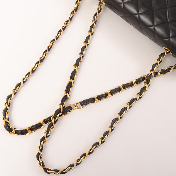CHANEL Around 1992 Made Classic Flap Chain Bag Maxi Black