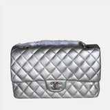 Chanel Classic Flap 2010 Silver Lambskin Leather