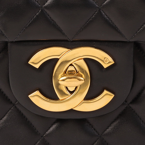 CHANEL Around 1992 Made Classic Flap Chain Bag Maxi Black