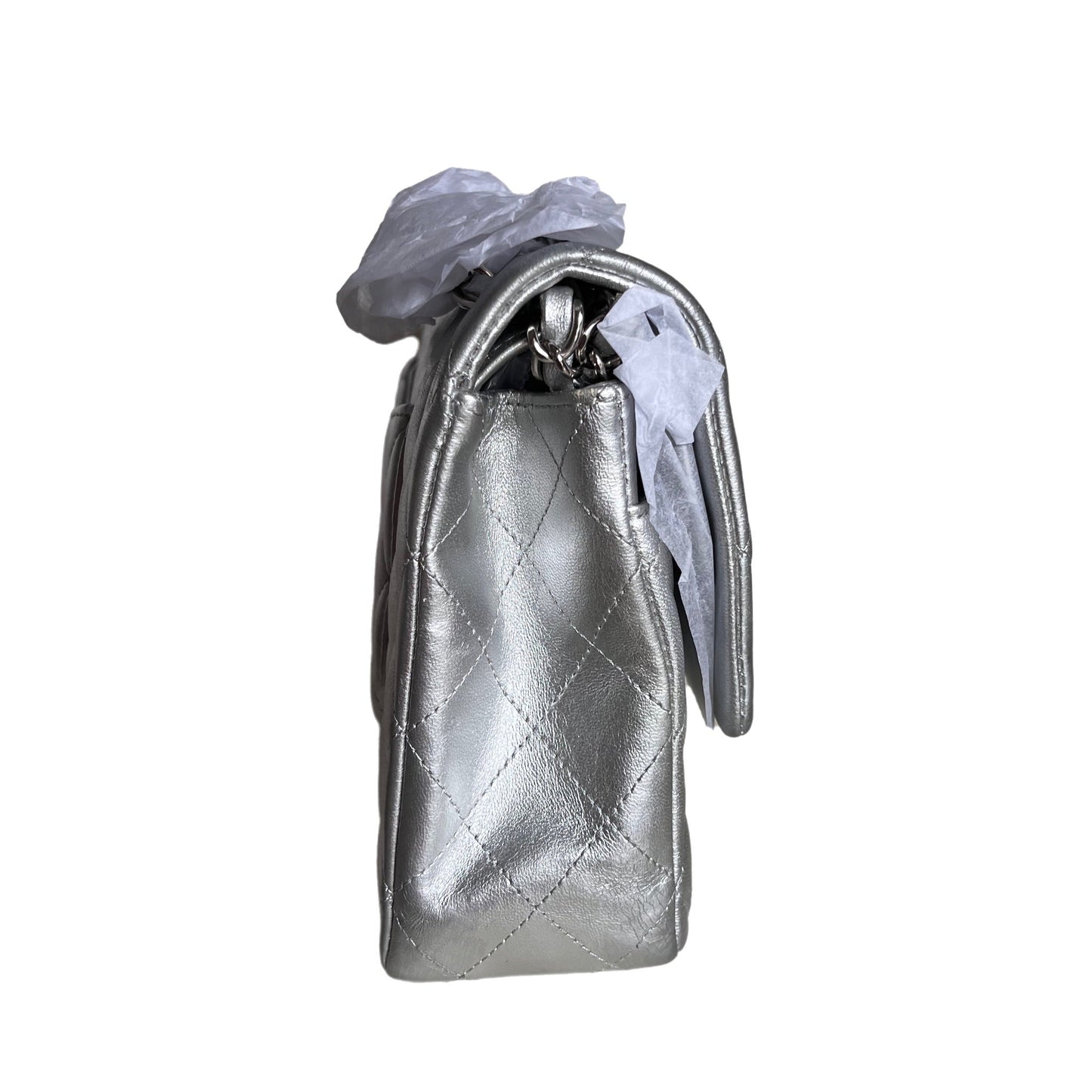 Chanel Classic Flap 2010 Silver Lambskin Leather