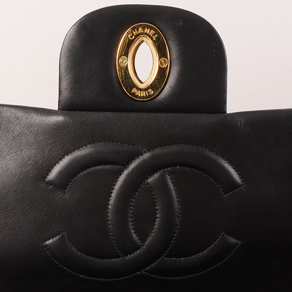 CHANEL Around 1992 Made Classic Flap Chain Bag Maxi Black