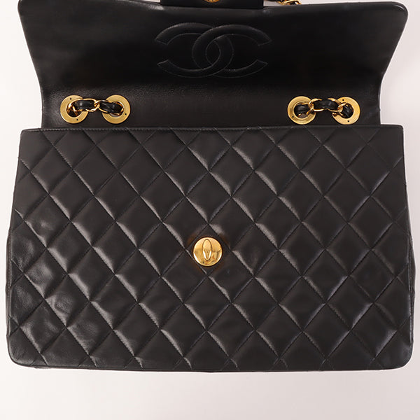 CHANEL Around 1992 Made Classic Flap Chain Bag Maxi Black