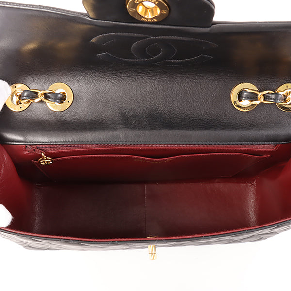 CHANEL Around 1992 Made Classic Flap Chain Bag Maxi Black