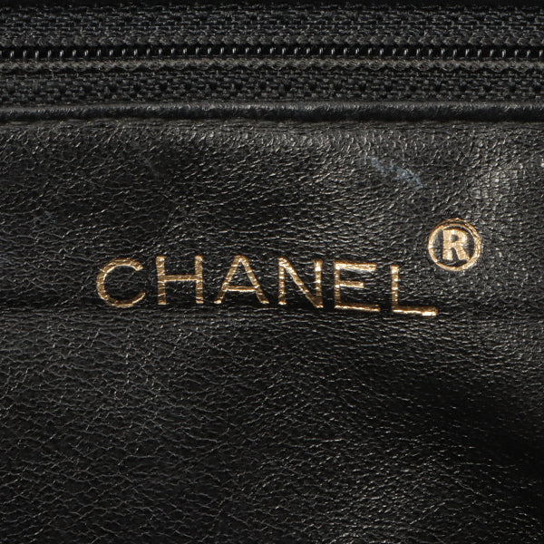 Chanel Around 2000 Made Plastic Cc Mark Plate Chain Tote Bag Black