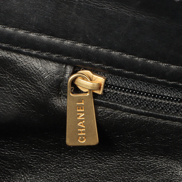 Chanel Around 2000 Made Plastic Cc Mark Plate Chain Tote Bag Black