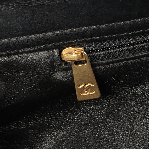 Chanel Around 2000 Made Plastic Cc Mark Plate Chain Tote Bag Black
