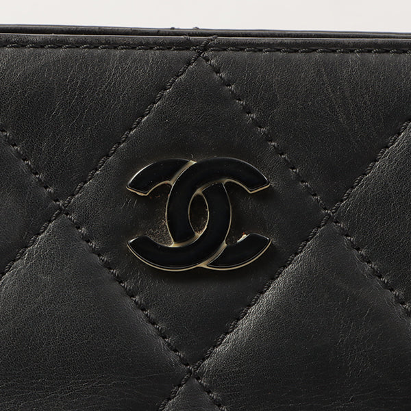 Chanel Around 2000 Made Plastic Cc Mark Plate Chain Tote Bag Black