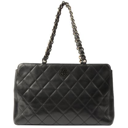 Chanel Around 2000 Made Plastic Cc Mark Plate Chain Tote Bag Black