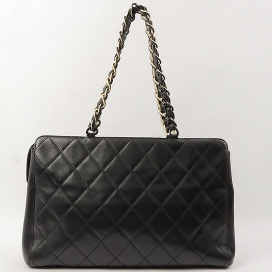 Chanel Around 2000 Made Plastic Cc Mark Plate Chain Tote Bag Black