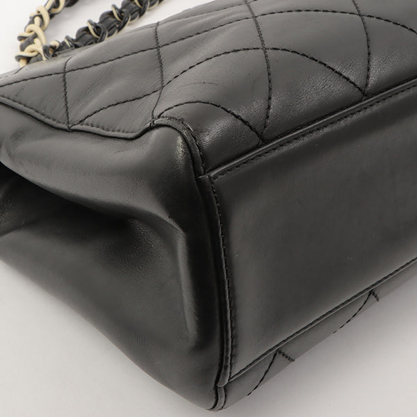 Chanel Around 2000 Made Plastic Cc Mark Plate Chain Tote Bag Black