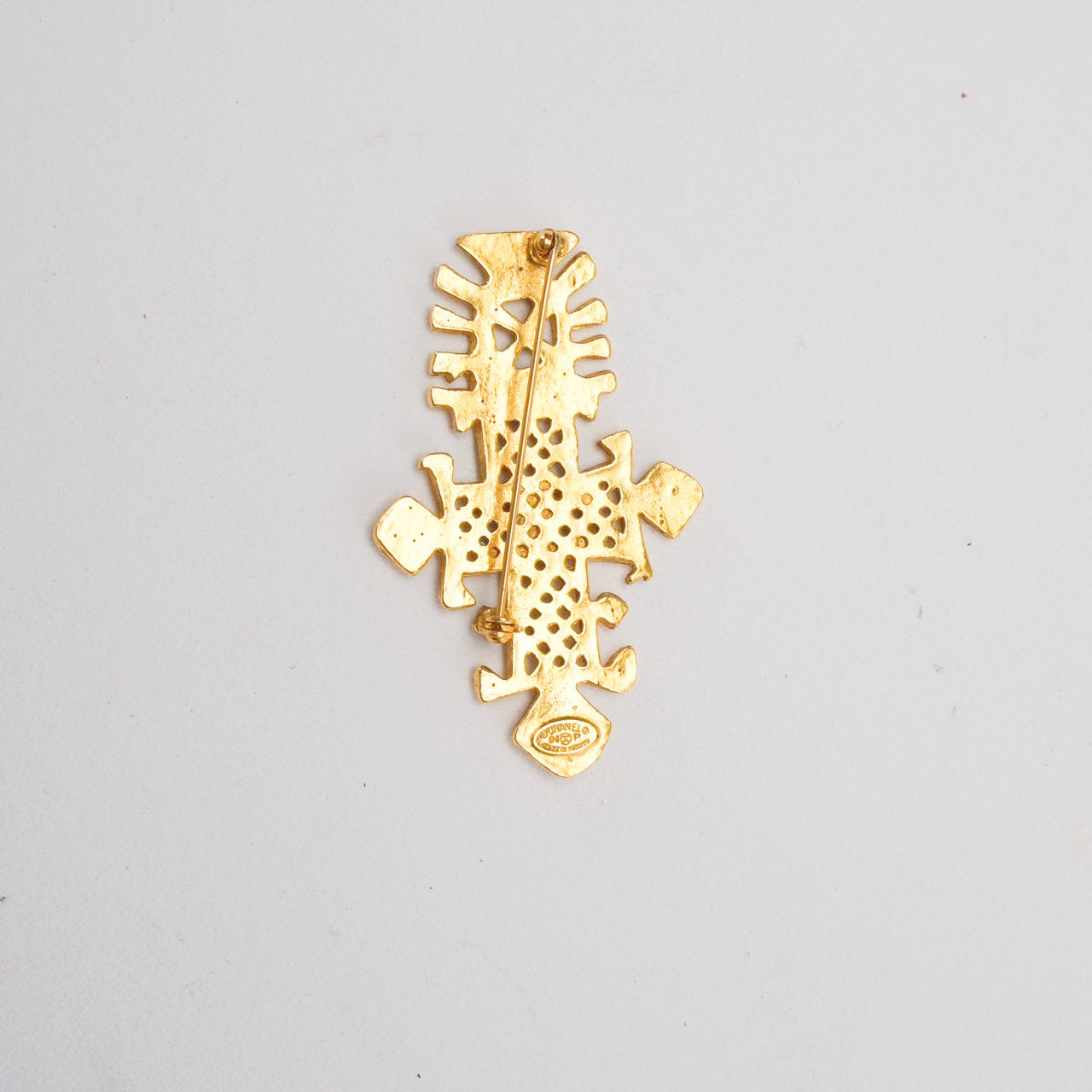 Chanel Gold Plated CC Logos Cross   Brooch