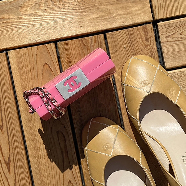 Chanel Around 2001 Made Plastic Chocobar Cc Mark Plate Chain Pouch Pink