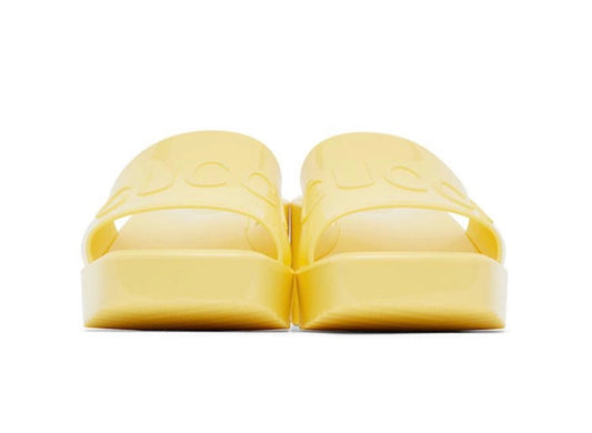 GUCCI YELLOW RUBBER PLATFORM SANDALS