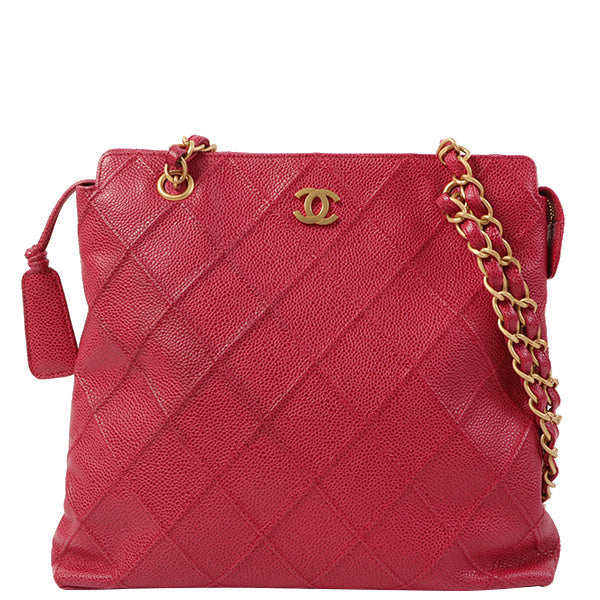 CHANEL Around 2000 Made Caviar Skin Wild Stitch Cc Mark Tote Bag Rose Pink