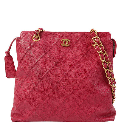 CHANEL Around 2000 Made Caviar Skin Wild Stitch Cc Mark Tote Bag Rose Pink
