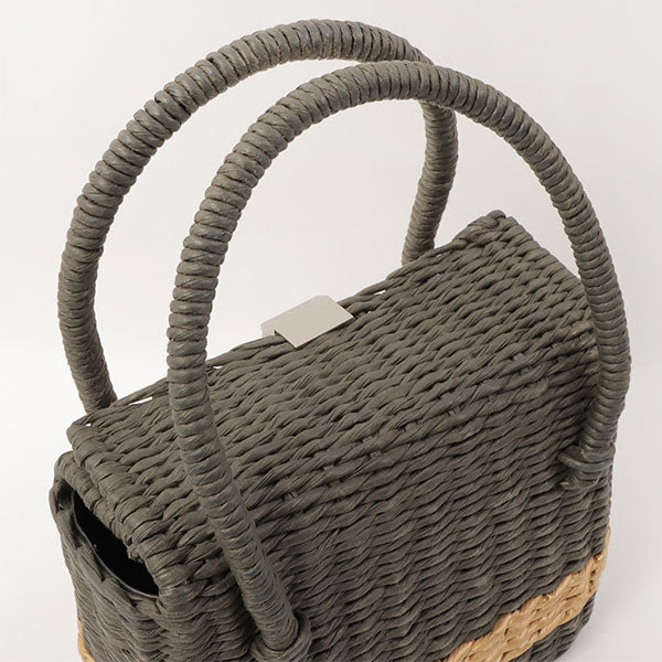 Chanel Around 1998 Made Paper Logo Plate Handbag Grey/Natural
