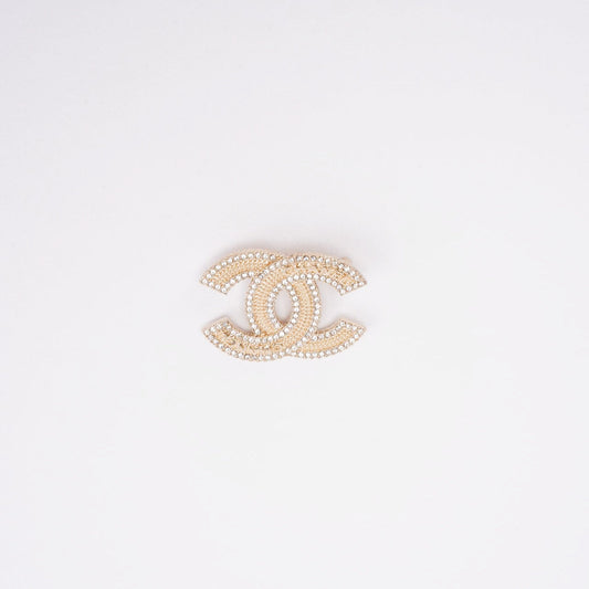 Chanel CC Golden Crystal Embellished Brooch