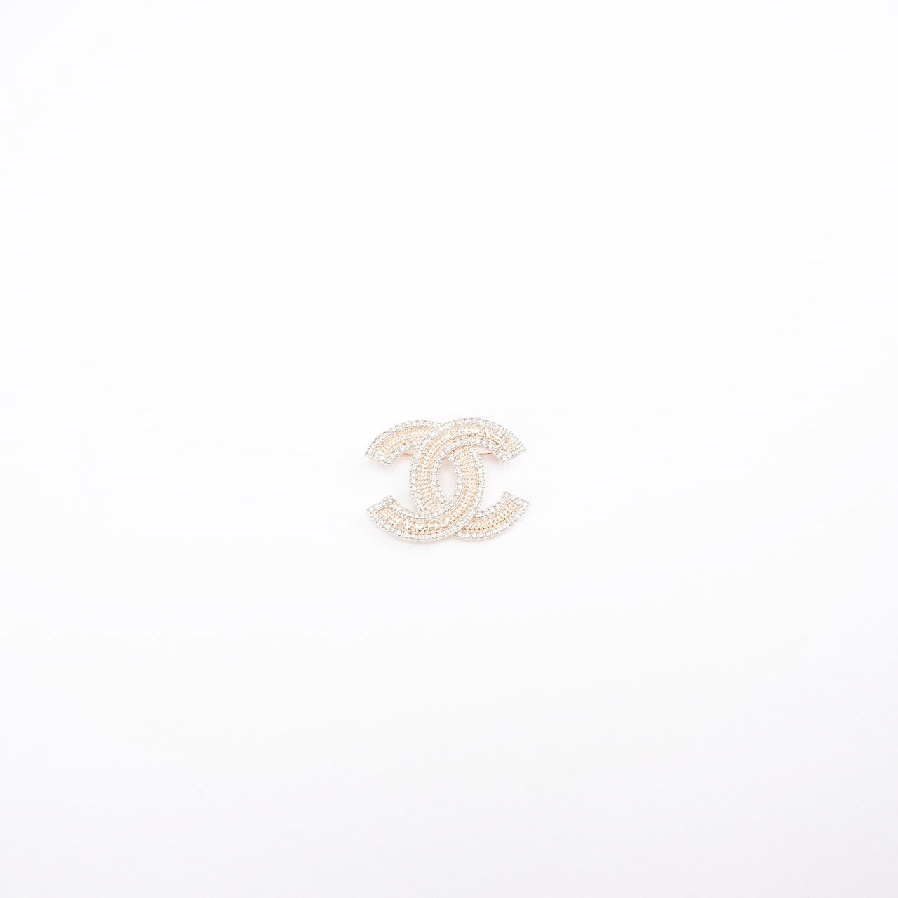 Chanel CC Golden Crystal Embellished Brooch