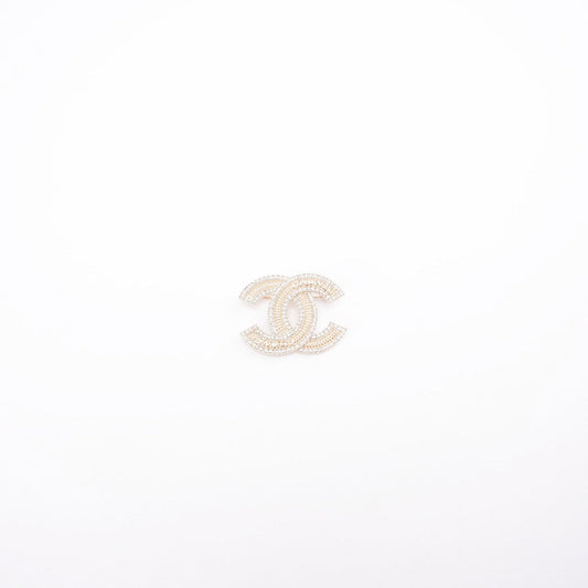 Chanel CC Golden Crystal Embellished Brooch