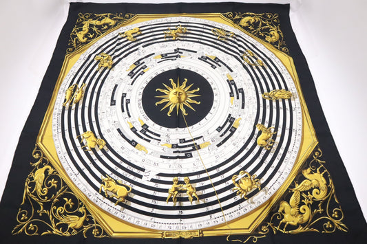 Hermes 'Astrologie' Carre 90 in Black Silk