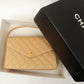 Chanel Around 1997 Made V-Flap Turn-Lock Handbag Beige