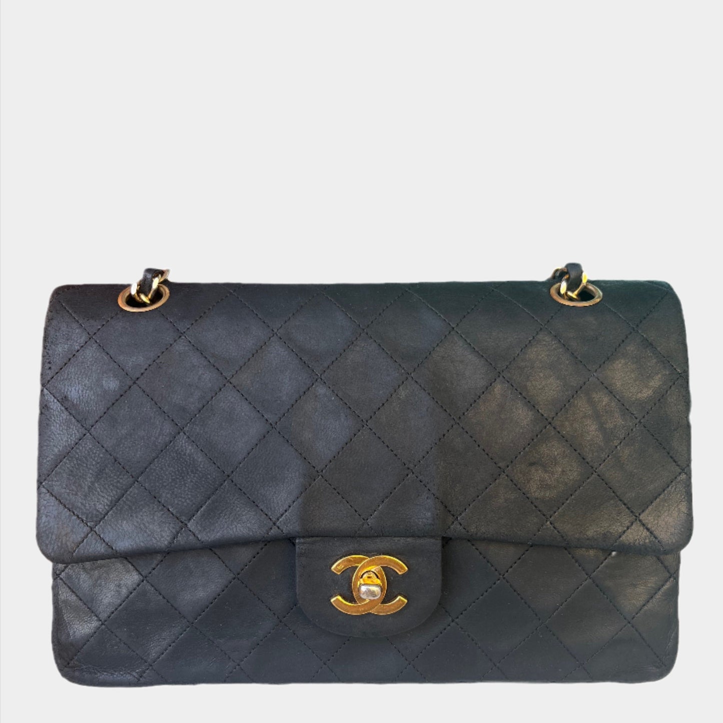 Chanel Classic Flap   Black Leather with 24k Gold Hardware