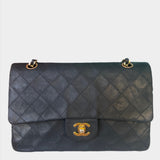 Chanel Classic Flap   Black Leather with 24k Gold Hardware