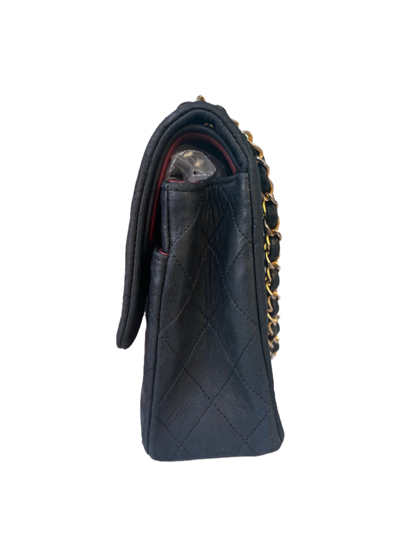 Chanel Classic Flap   Black Leather with 24k Gold Hardware
