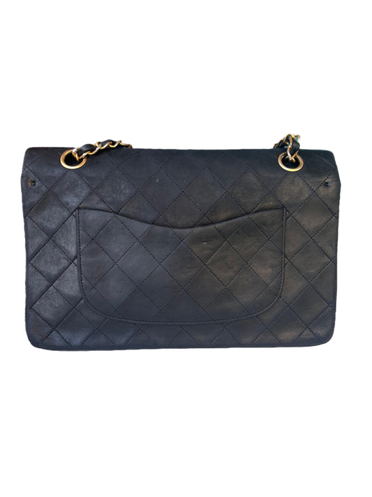 Chanel Classic Flap   Black Leather with 24k Gold Hardware