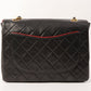 Chanel Around 1990 Made Edge Design Flap Turn-Lock Chain Bag Black/Red