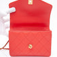 CHANEL Coral Calfskin Quilted Metal Small Top Handle Envelope Flap Bag