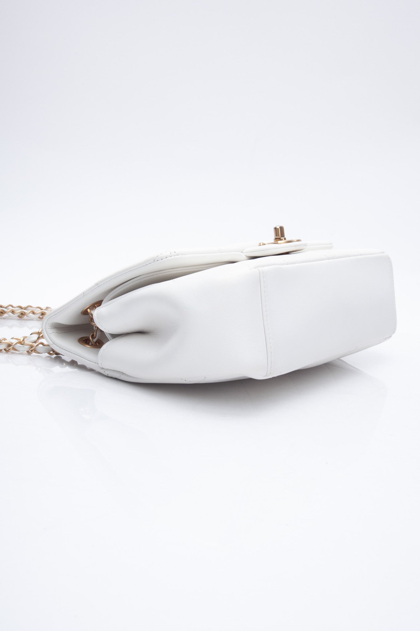 CHANEL White Lambskin A Real Catch Flap Bag