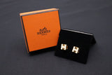 Hermes H Cube Earrings in White