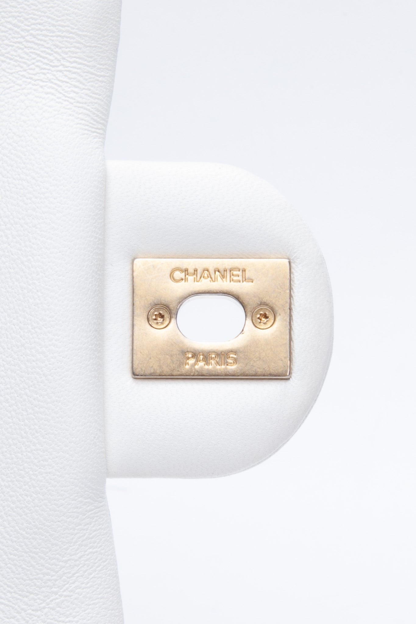 CHANEL White Lambskin A Real Catch Flap Bag