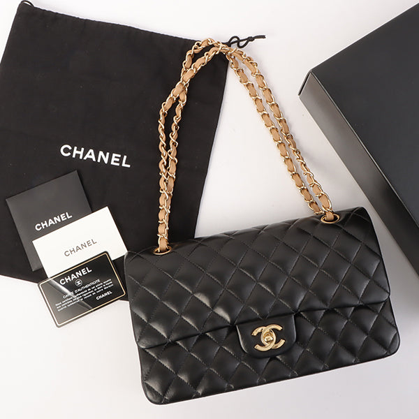 Chanel Around 2003 Made Classic Flap Chain Bag 25Cm Black/Beige