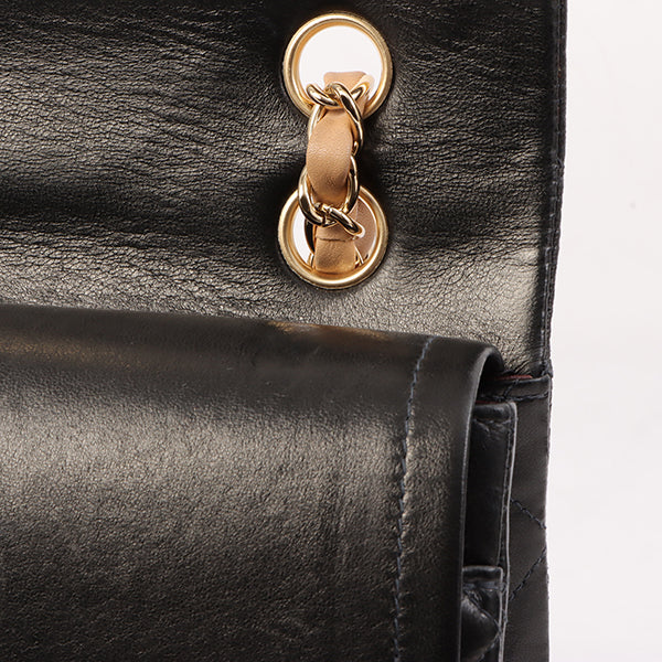Chanel Around 2003 Made Classic Flap Chain Bag 25Cm Black/Beige