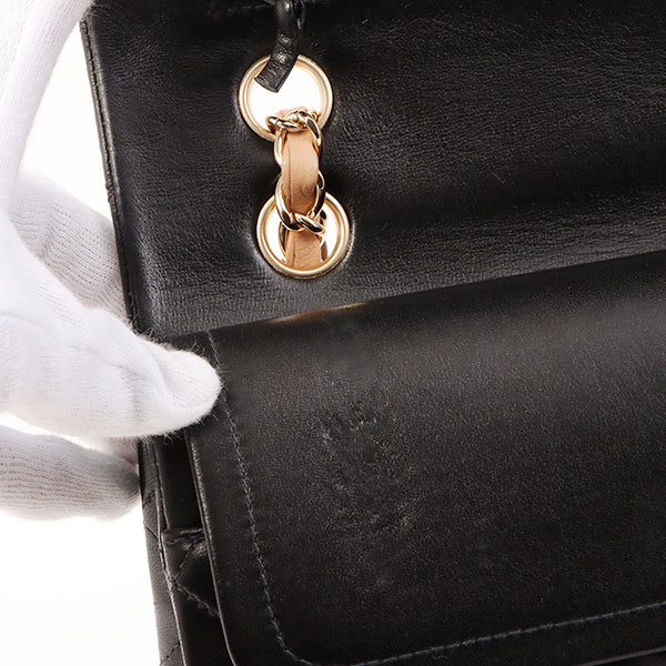 Chanel Around 2003 Made Classic Flap Chain Bag 25Cm Black/Beige
