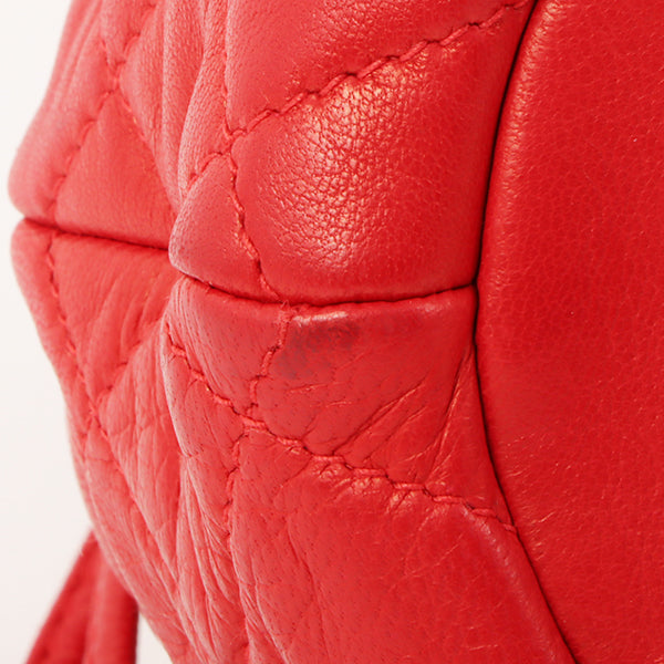 Chanel Around 1985~1990 Made Cc Mark Stitch Mini Drawstring Chain Bag Red