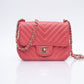 CHANEL Chevron Pink Lambskin Square Mini Flap Bag