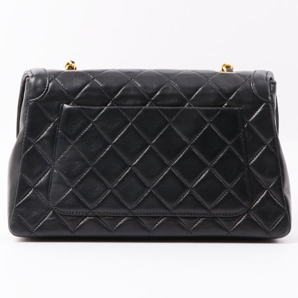 Chanel Around 1990 Made Edge Flap Turn-Lock Chain Bag With Pouch Black