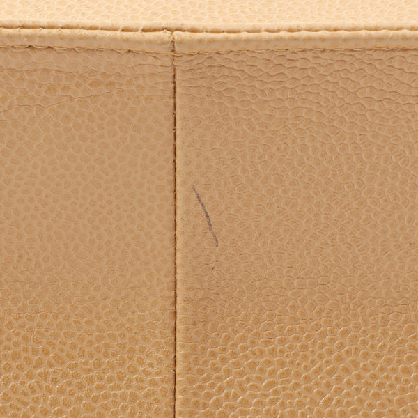 Chanel 1998 Made Caviar Skin Coco Mark Stitch Tote Bag Beige