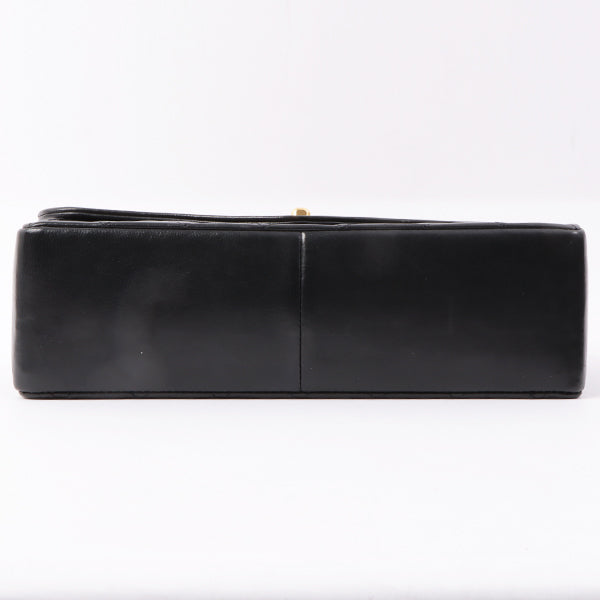 Chanel Around 1990 Made Edge Flap Turn-Lock Chain Bag With Pouch Black
