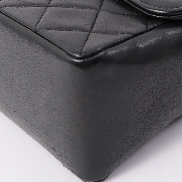 Chanel Around 1990 Made Edge Flap Turn-Lock Chain Bag With Pouch Black